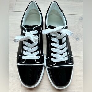 Authentic!! Christian Louboutin Black and White Patent Sneakers size 41/11B